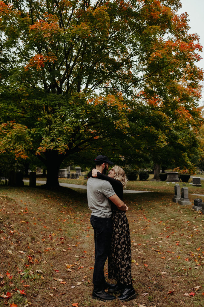 Lowell Cemetery Engagement Session Massachusetts Fall