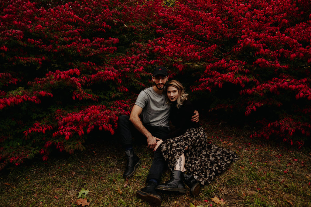 Tattooed Couple Lowell Cemetery Engagement Session Massachusetts Fall
