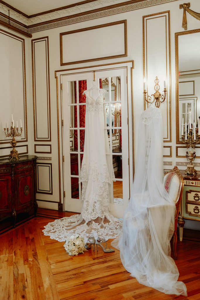 Calla Blanche Bridal Gown and Cape at James Ward Mansion