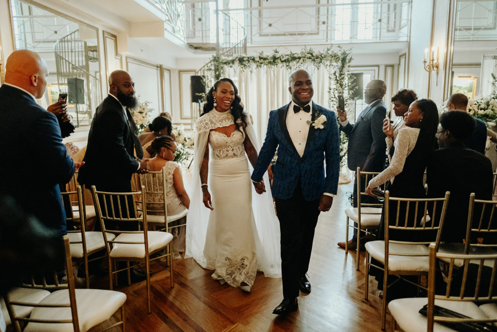 Bride and Groom during ceremony at James Ward Mansion Wedding