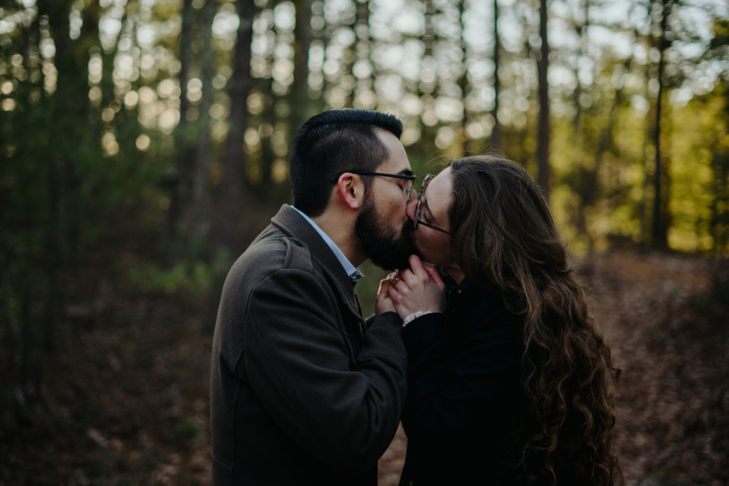 Couple Pose together during purgatory chasm engagement session | Boston Wedding Photographer