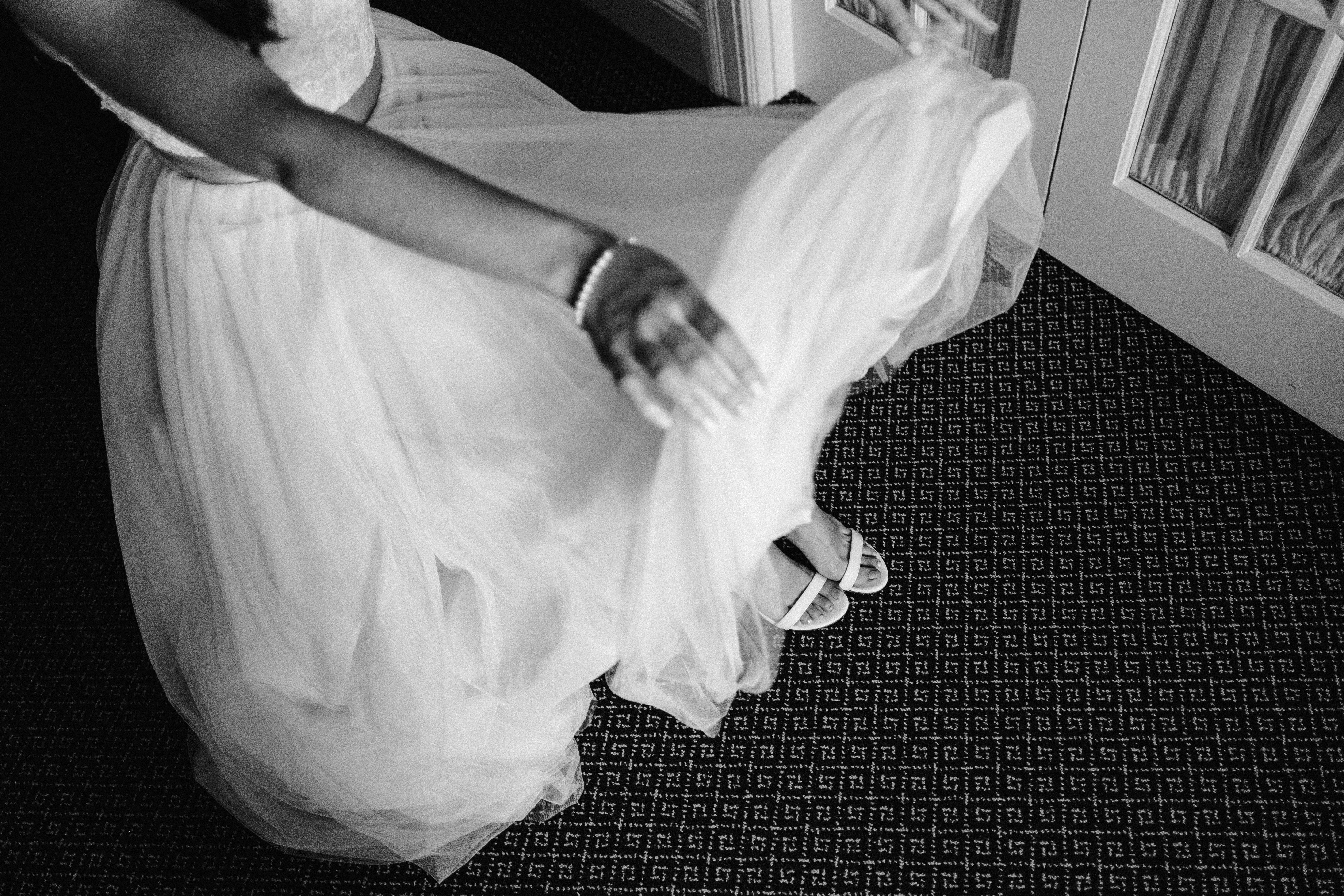 Bride's dress and shoe details during Boston Wedding | A Photographer's Guide to Your Wedding Day Timeline