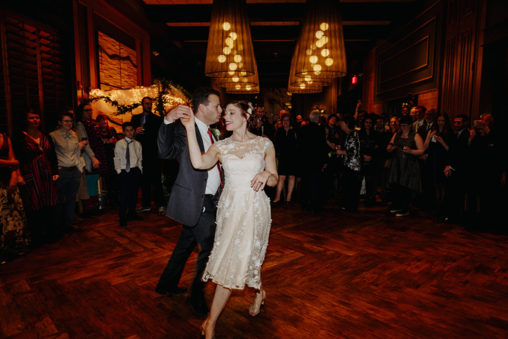 Bride and Groom First Dance at Osteria Posto Waltham, Boston Wedding Photographer