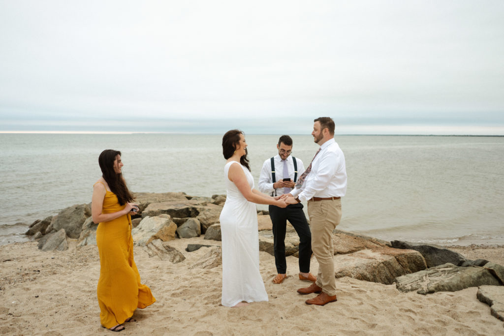 Bride and groom elope on cape cod