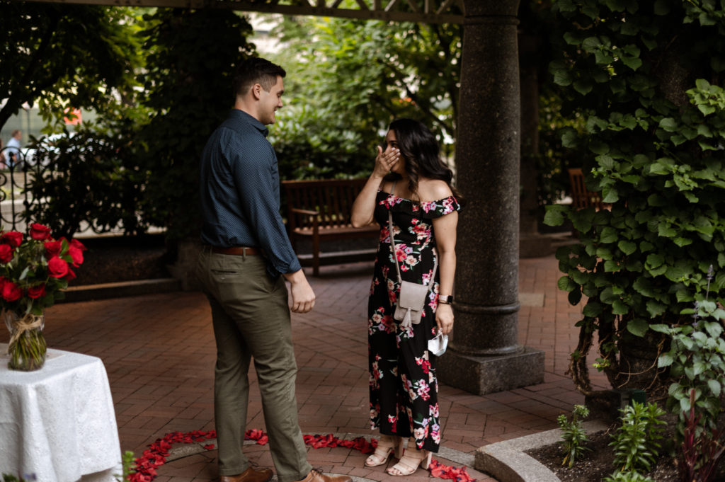 Surprise proposal in Post Office Square Park Boston