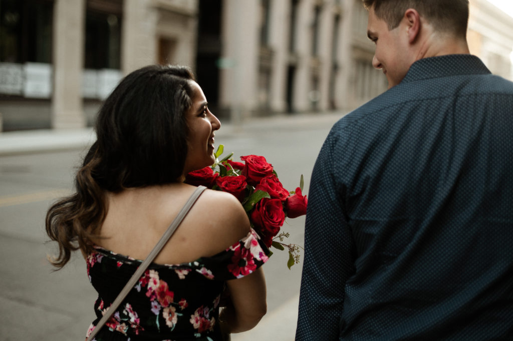 Newly Engaged Couple in Post Office Square Boston