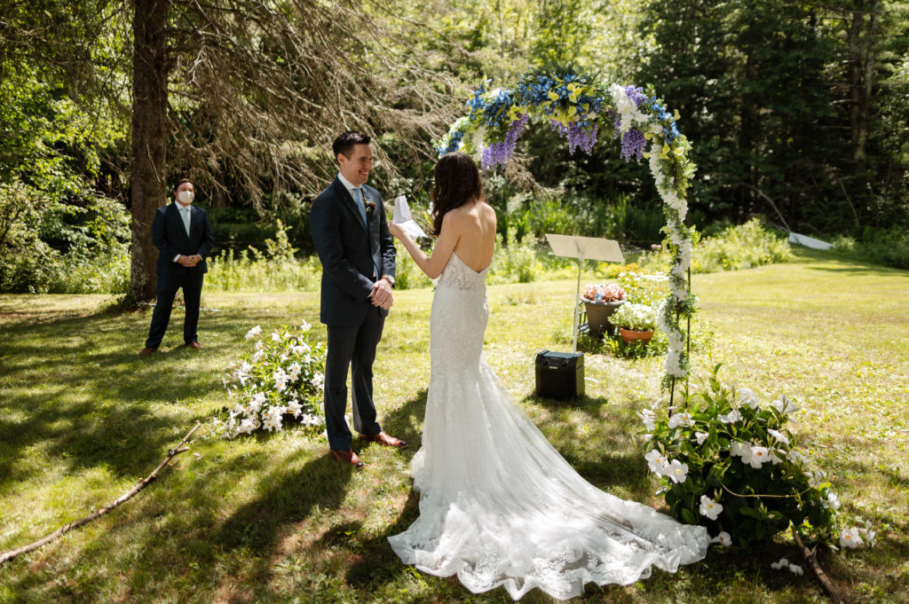 Bride and Groom during Berkshires Backyard Microwedding in New York