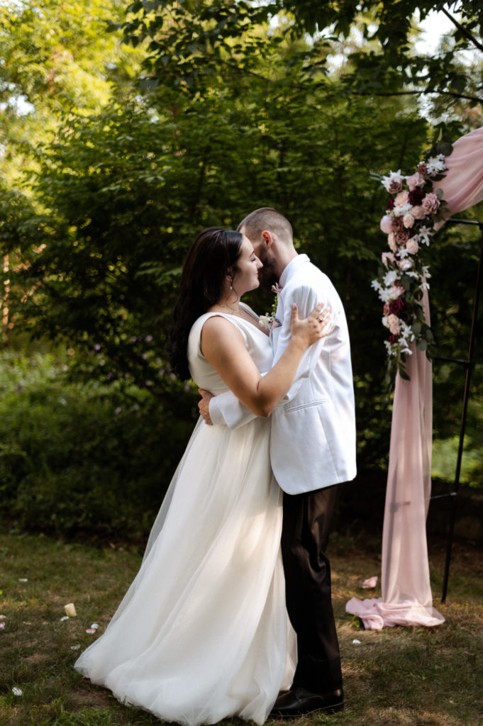 Bride and groom first dance, white mountains microwedding new hampshire