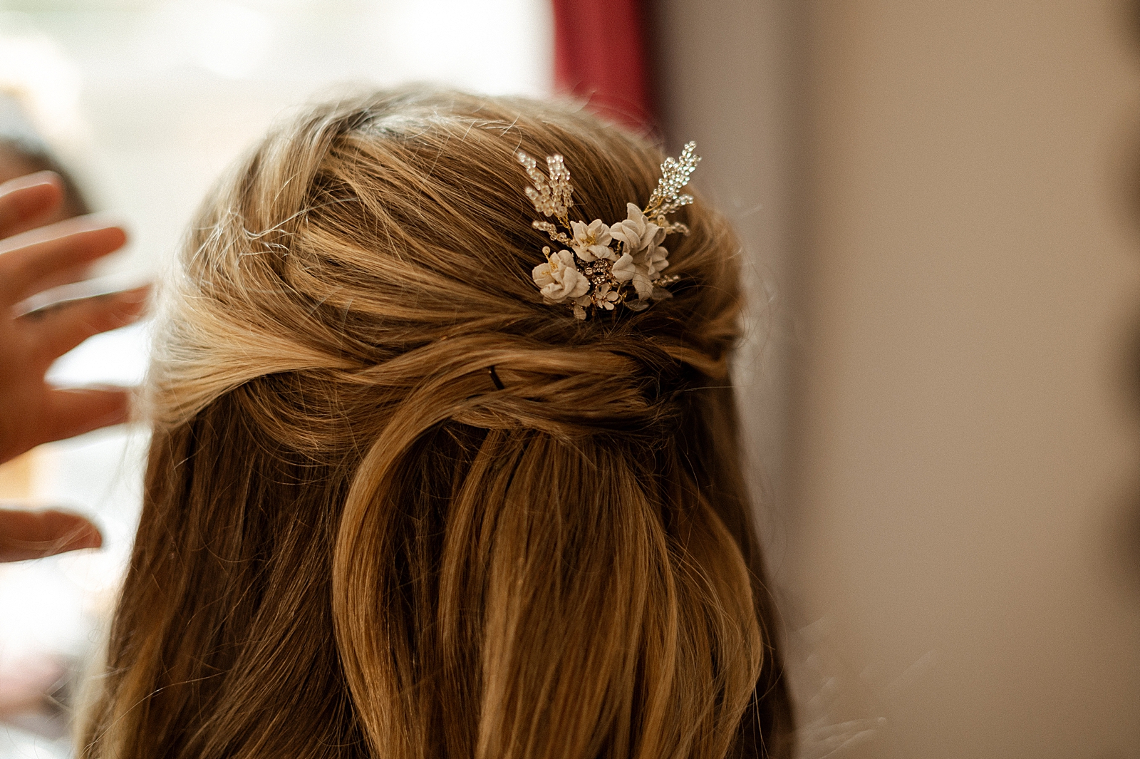 Closeup of Bride's hair
