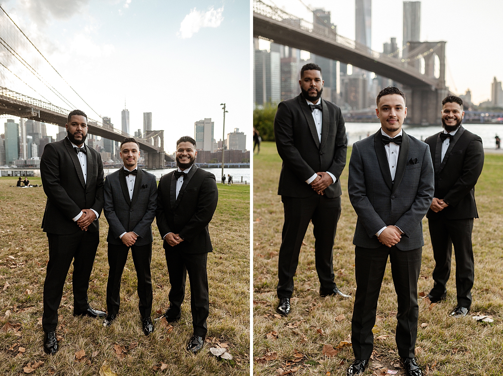 Groom with groomsmen in formal formation outside