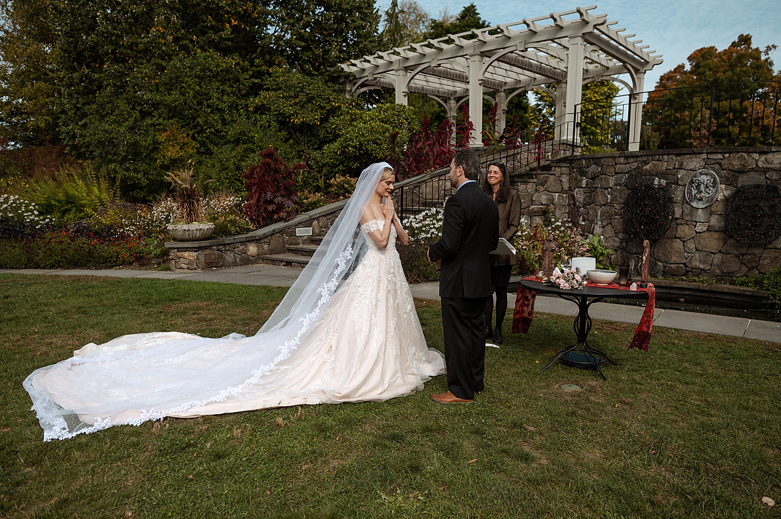 Bride and Groom outside for intimate outdoor Ceremony