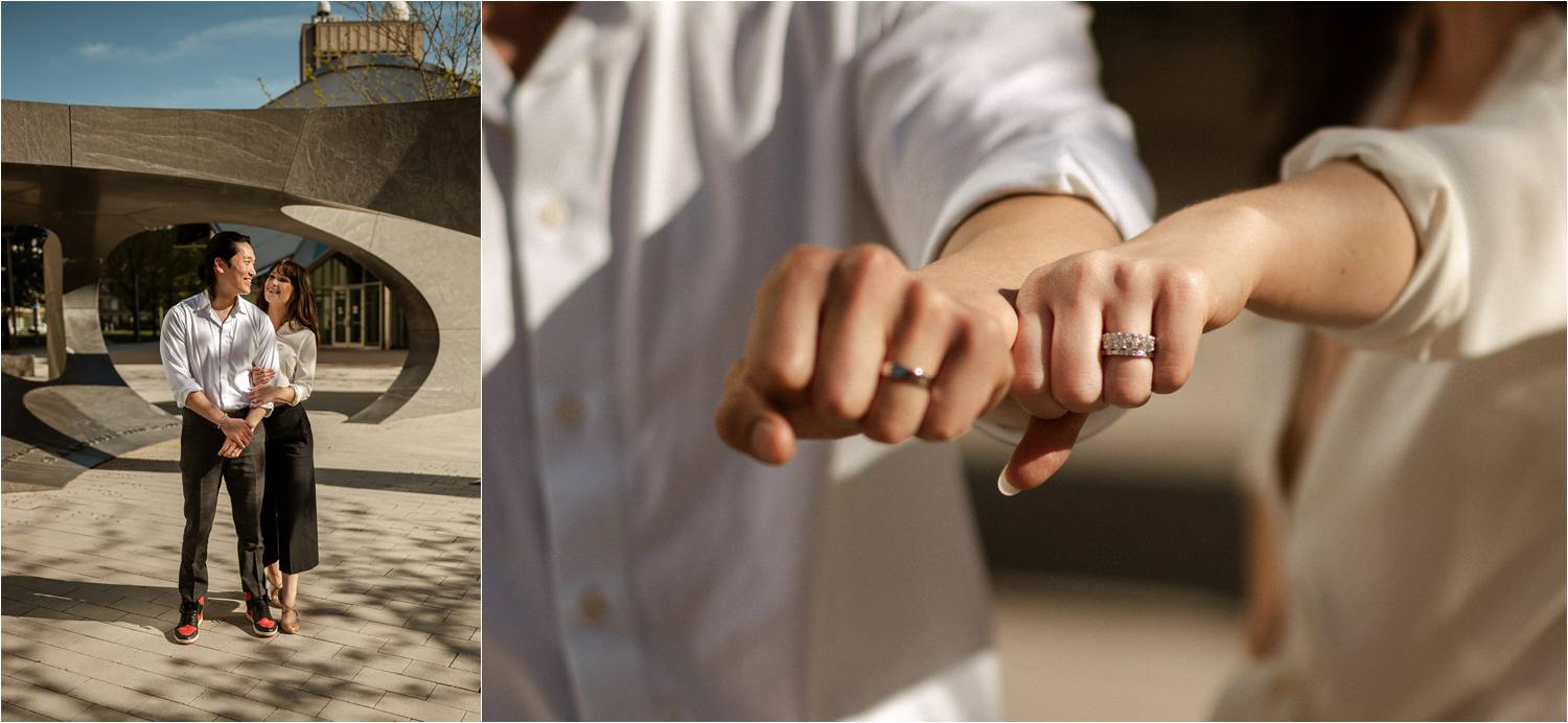 Casual bride and groom at MIT Boston Elopement with Ring Details