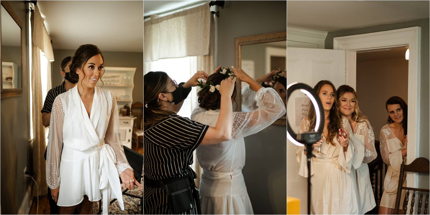 Bride getting ready with Bridesmaids
