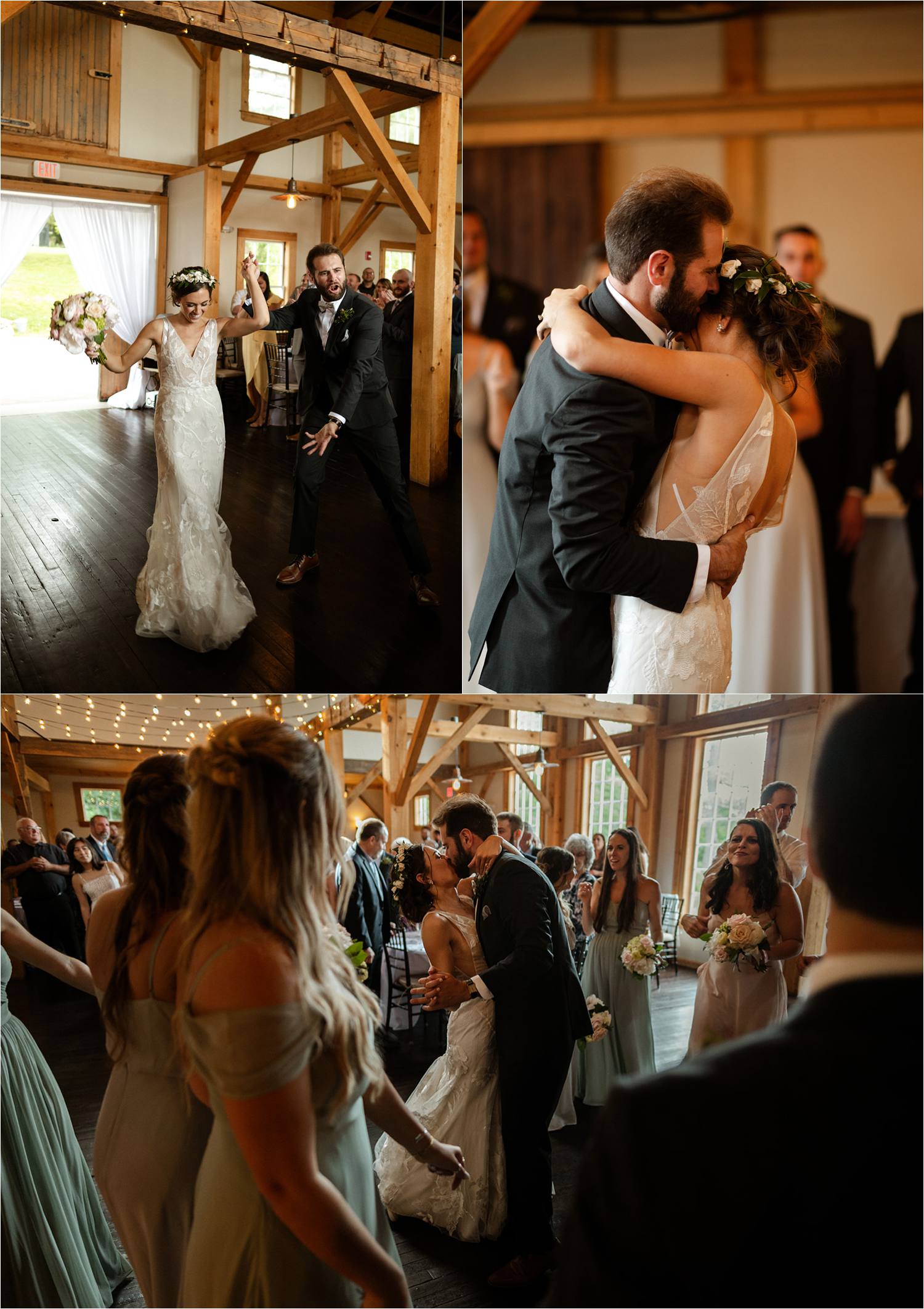 Bride and groom enter reception and first dance