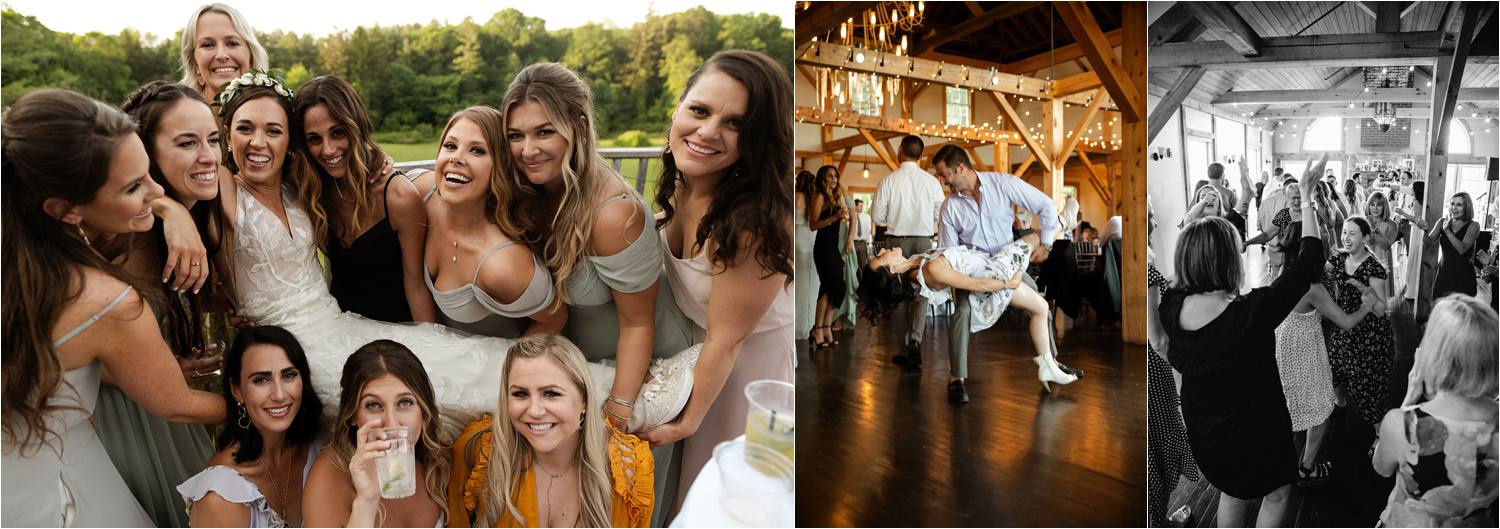 Guests enjoy wedding reception at Peirce Farm at Witch Hill