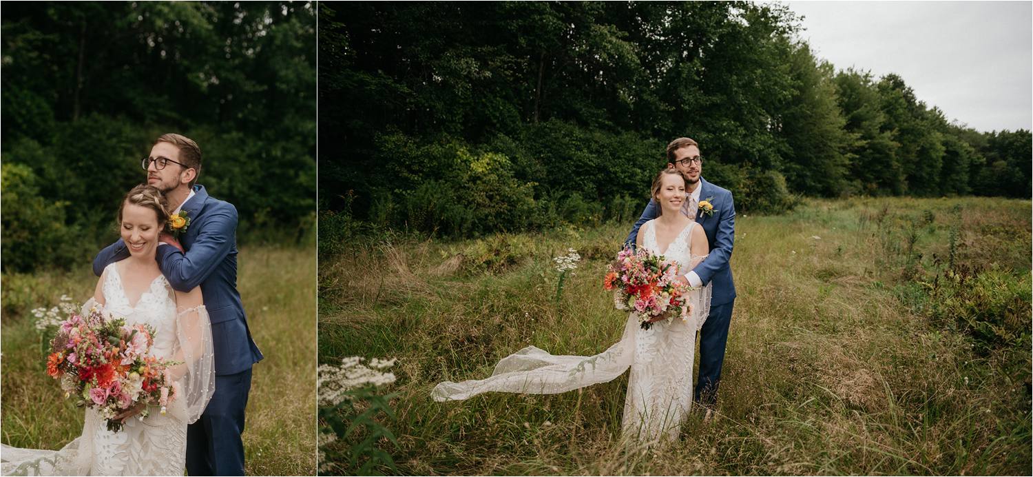 Bride and Groom portraits at Red Barn at Hampshire College Wedding