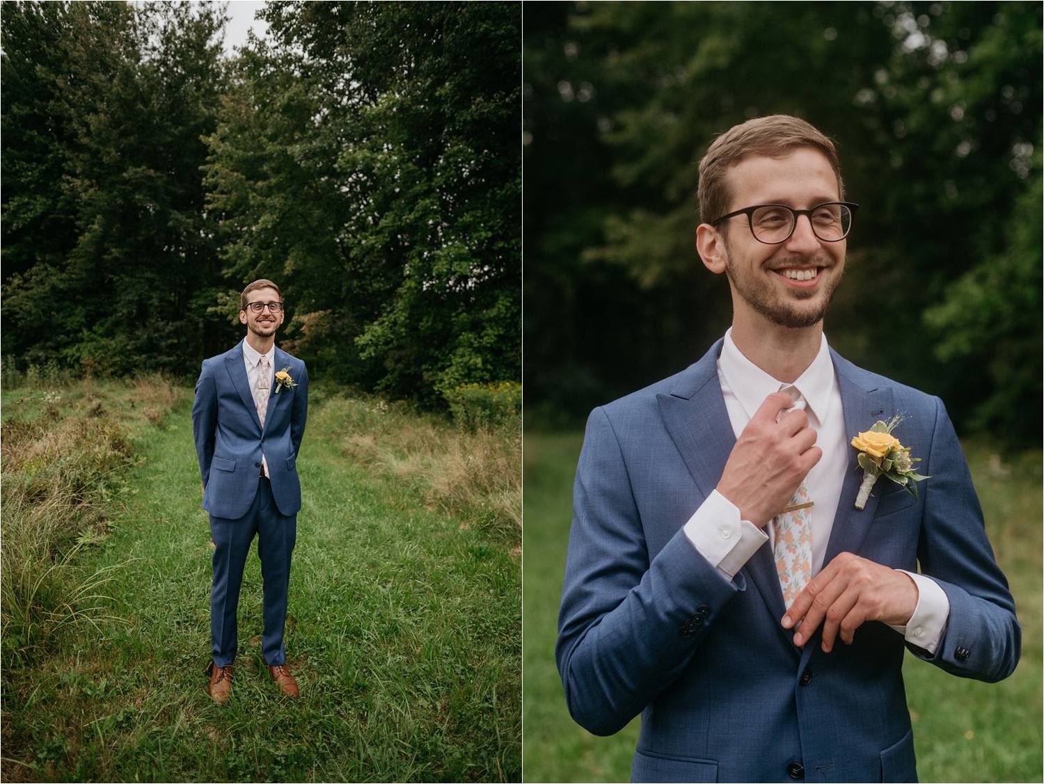 Groom Portraits at Red Barn at Hampshire College Wedding