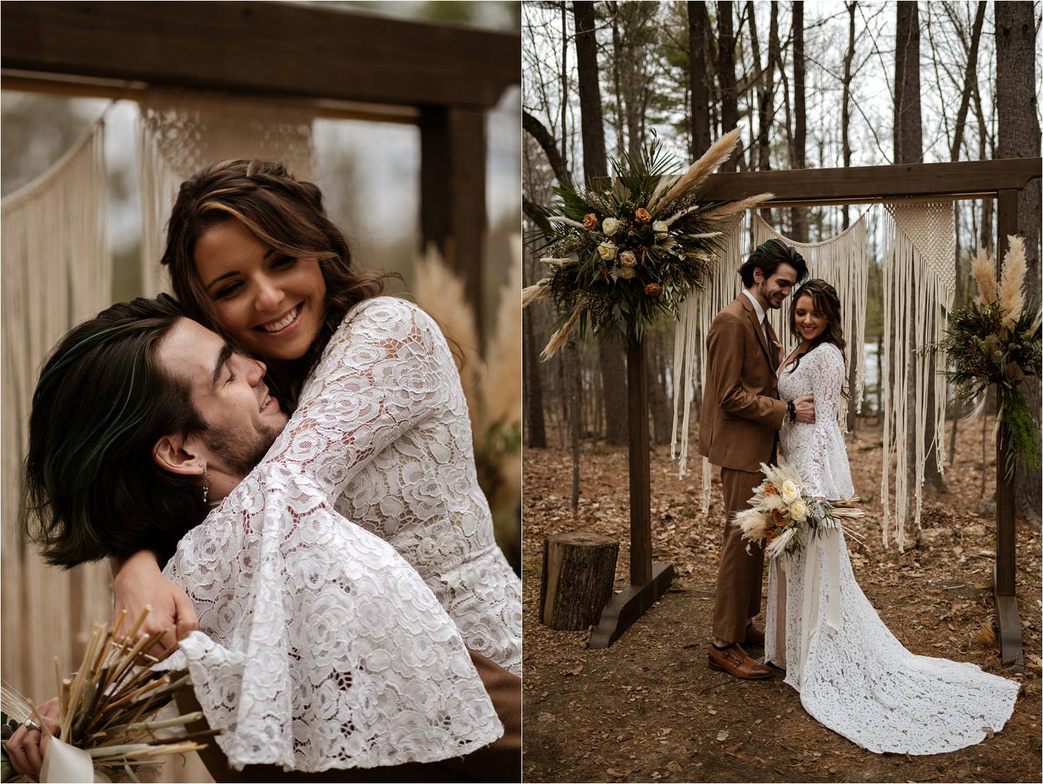 Fun bride and groom portraits at Boho Maine Elopement