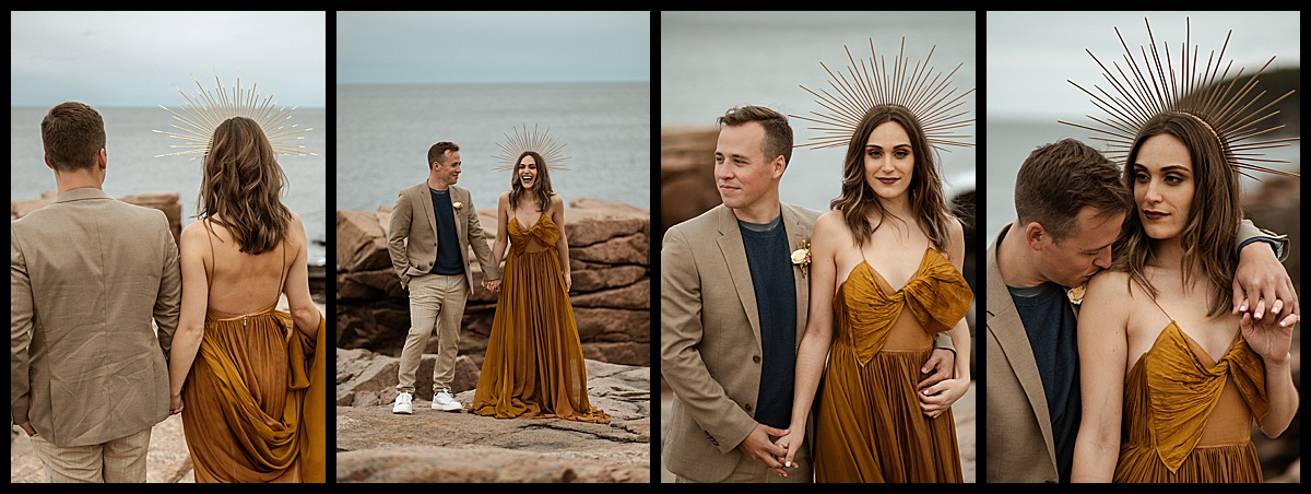 Thunder hole acadia national park elopement with bride and groom