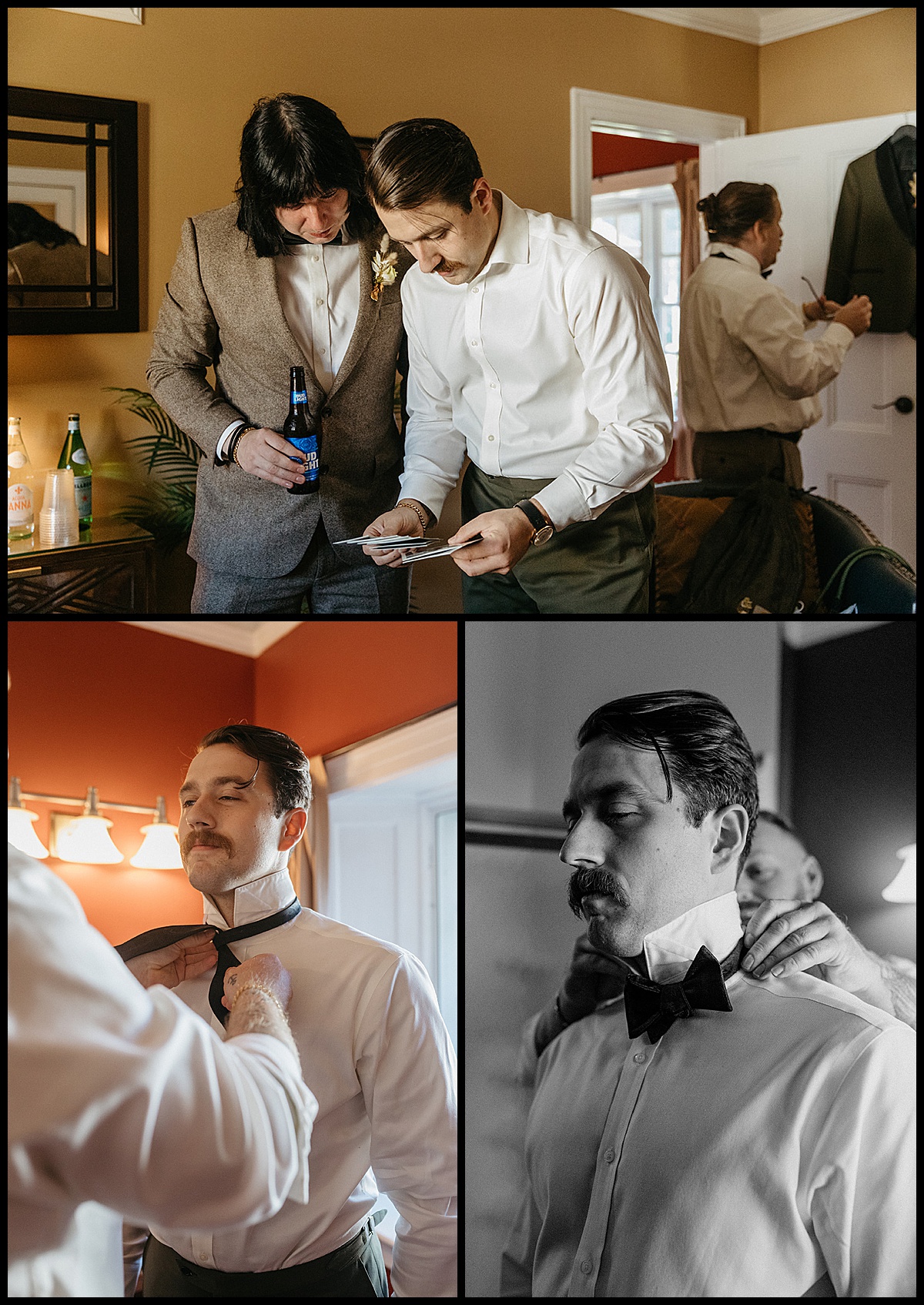 Groom getting ready at Willowdale Estate
