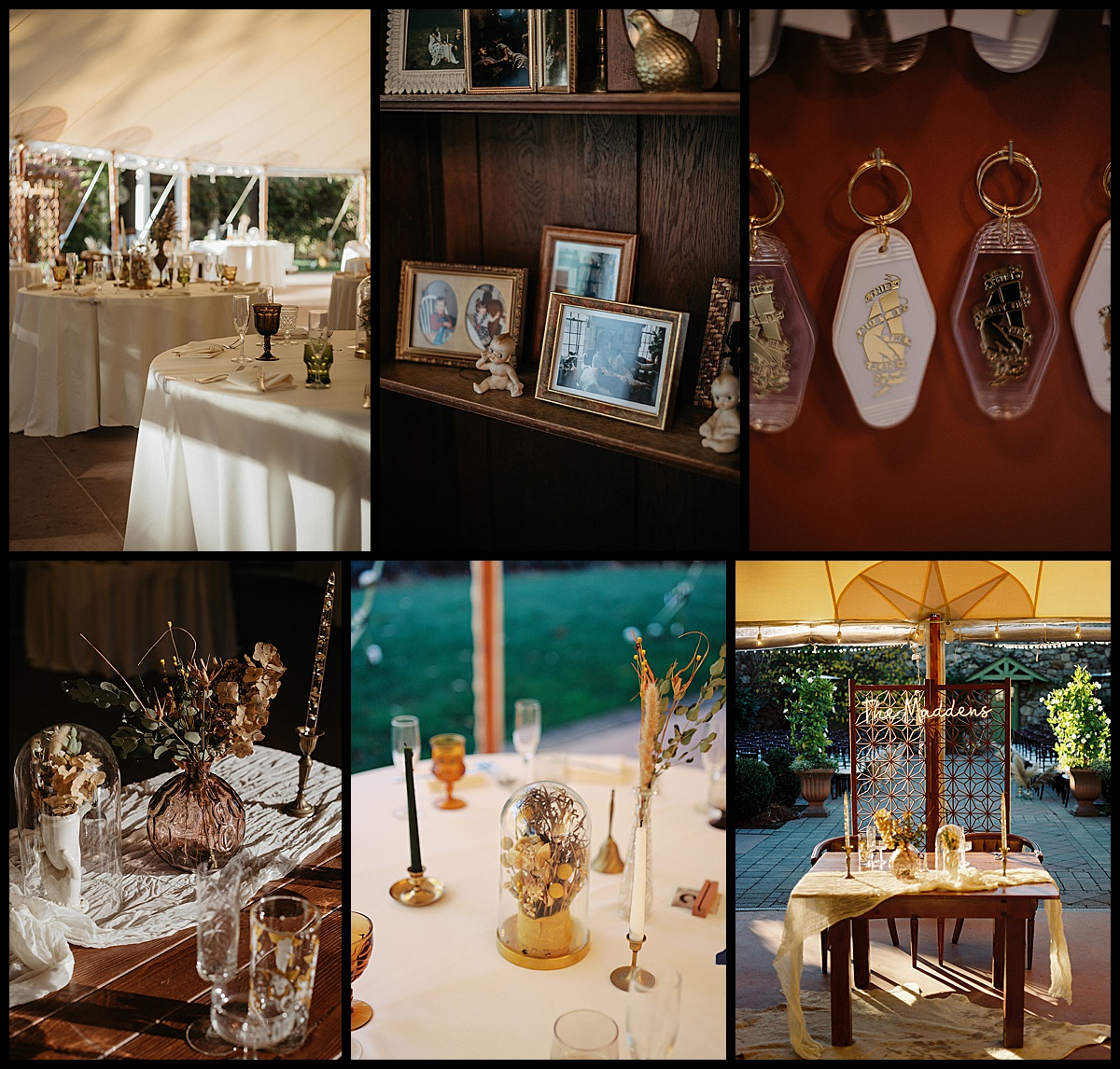 boho and vintage inspired reception details in sperry tent
