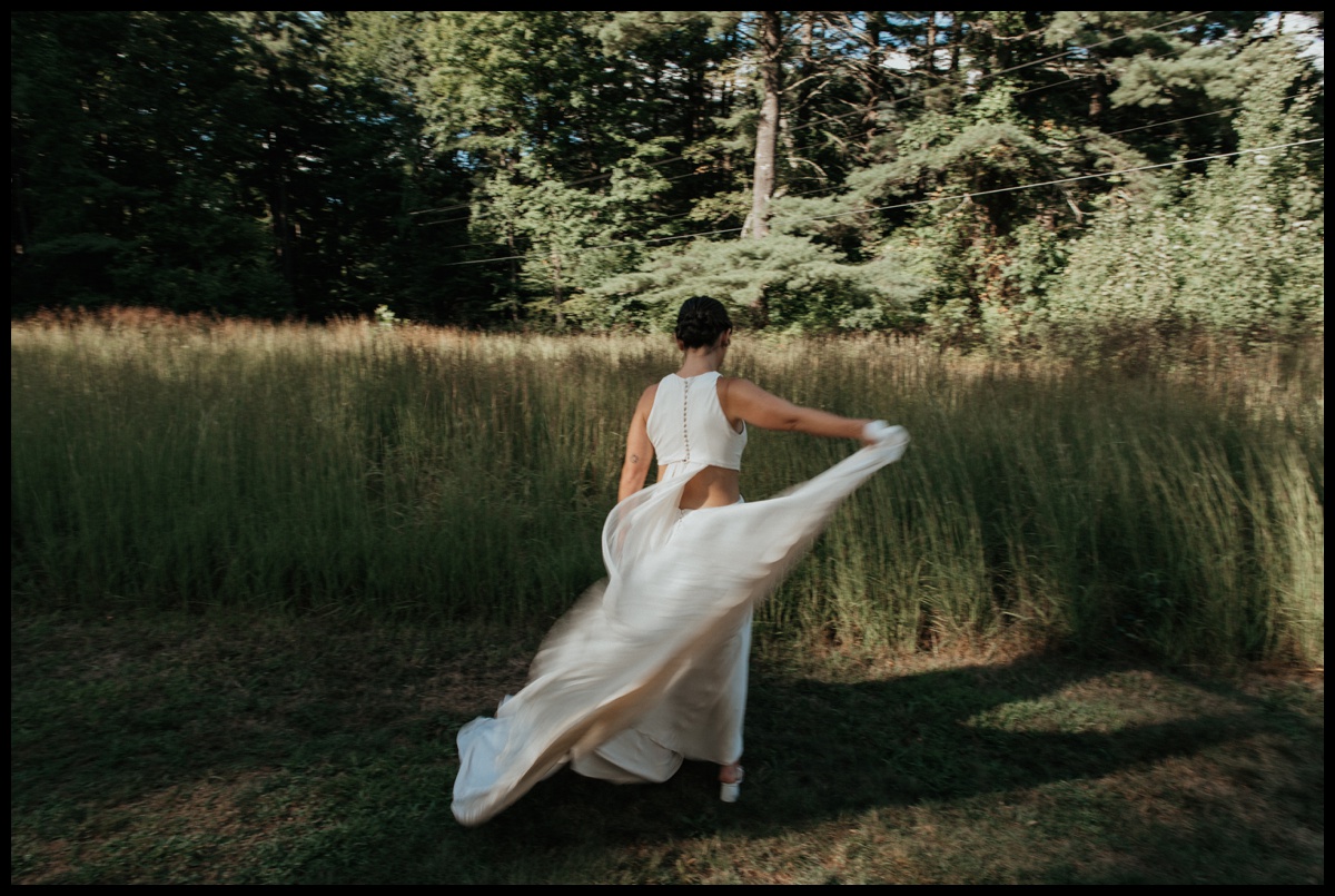 Bride twirls in Nordeen Bridal Dress